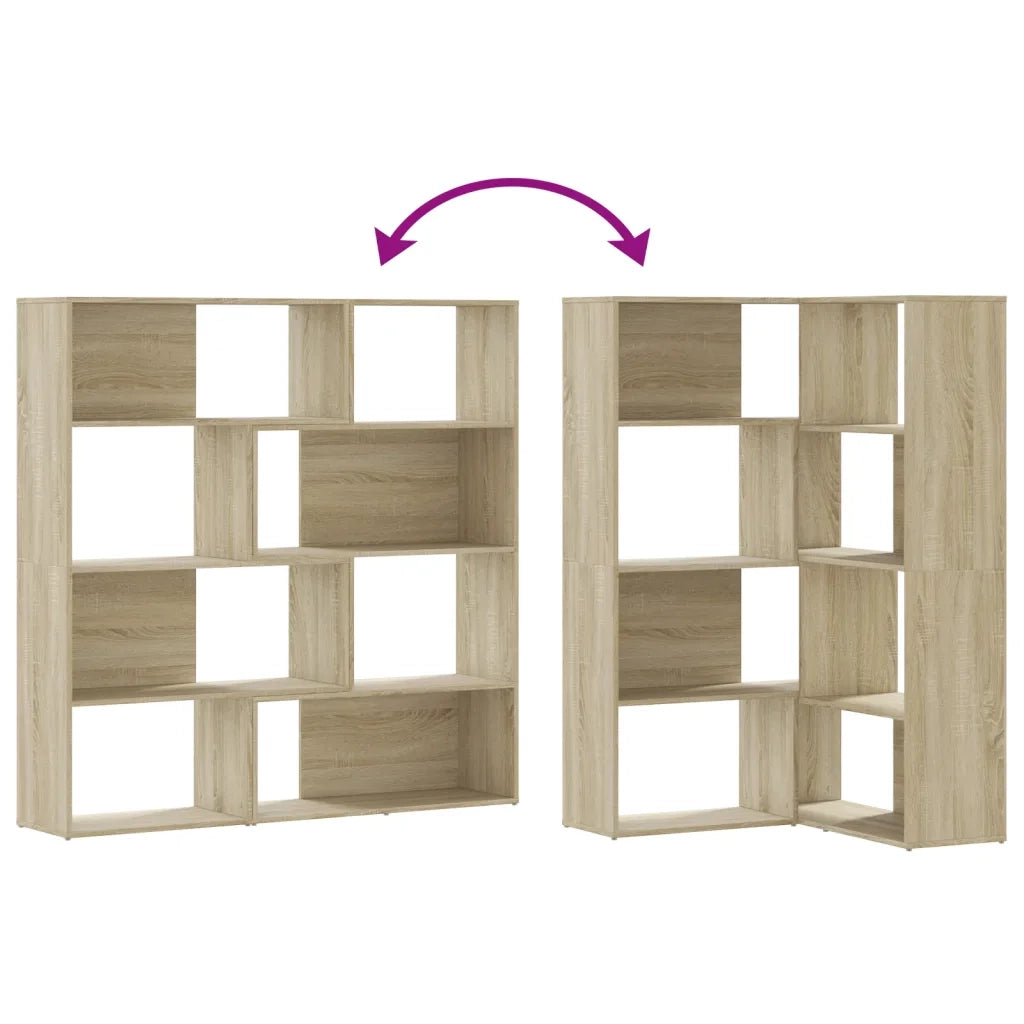 Libreria Angolare 4 Ripiani-Scaffale per Libri-Mobile di Stoccaggio Rovere Sonoma 85x85x140cm Truciolato
