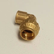 Raccordo f 20x1/2 gomito di giunzione in ottone con tenuta o-ring ed ogiva in ottone