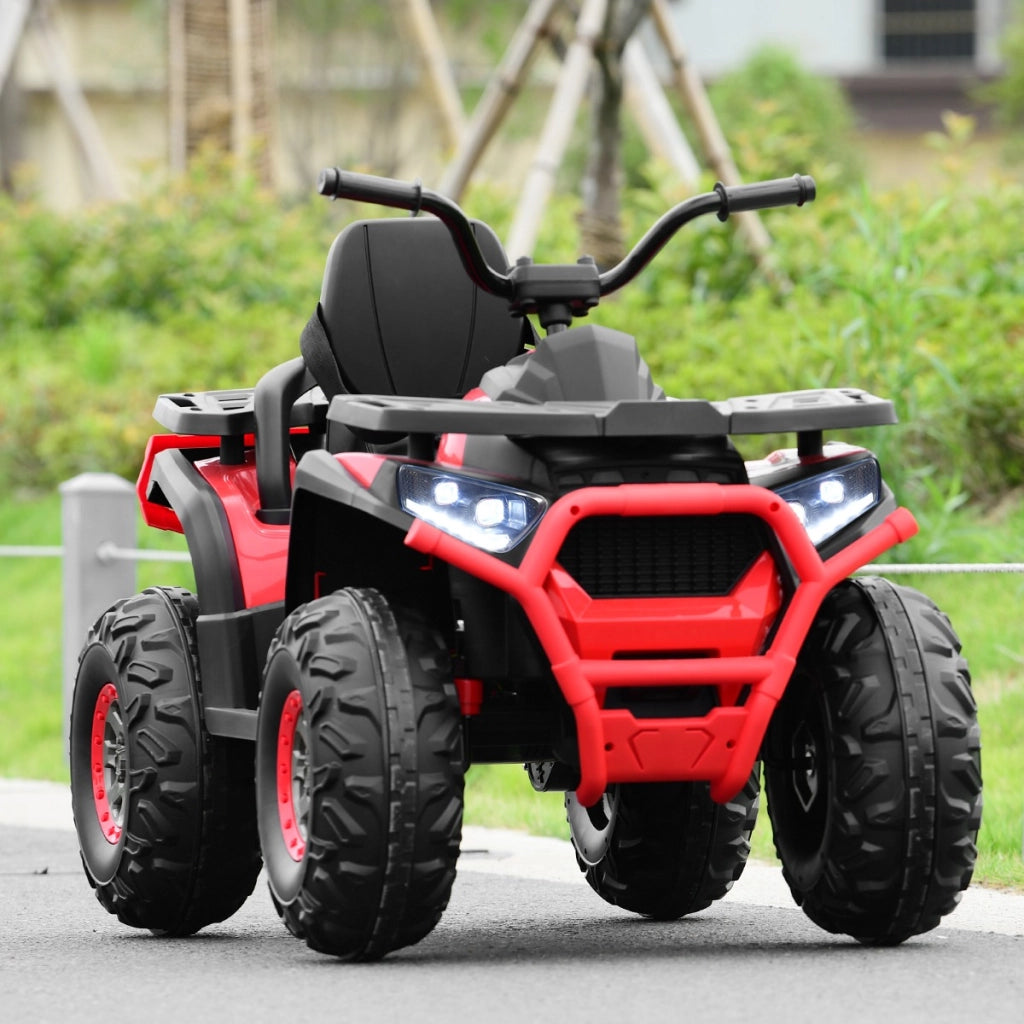 Veicolo per bambini con 4 ruote luci LED 2 velocit¨¤ musica USB sospensioni a molla, ATV elettrico 12V Rosso-Macchinine giocattoli