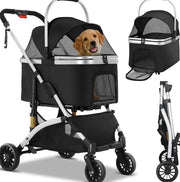 Carriolo per cani - Carriolo per cani pieghevole - Capacità di carico 40 kg - Qualità tedesca - Ripiegabile in panca da trasporto - Grande capacità di stoccaggio - Materiale impermeabile