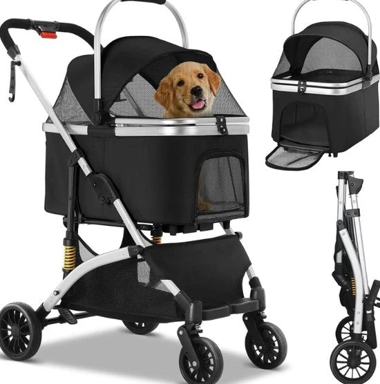 Carriolo per cani - Carriolo per cani pieghevole - Capacità di carico 40 kg - Qualità tedesca - Ripiegabile in panca da trasporto - Grande capacità di stoccaggio - Materiale impermeabile