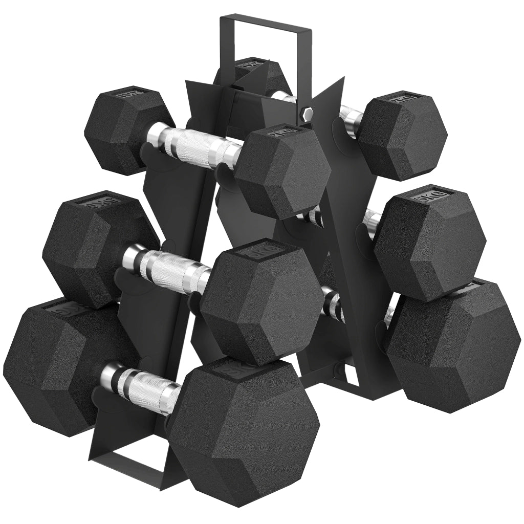 Set Manubri Palestra con Supporto in Metallo ¨C Zephmum ¨C 2x2kg 2x5kg 2x8kg Nero
