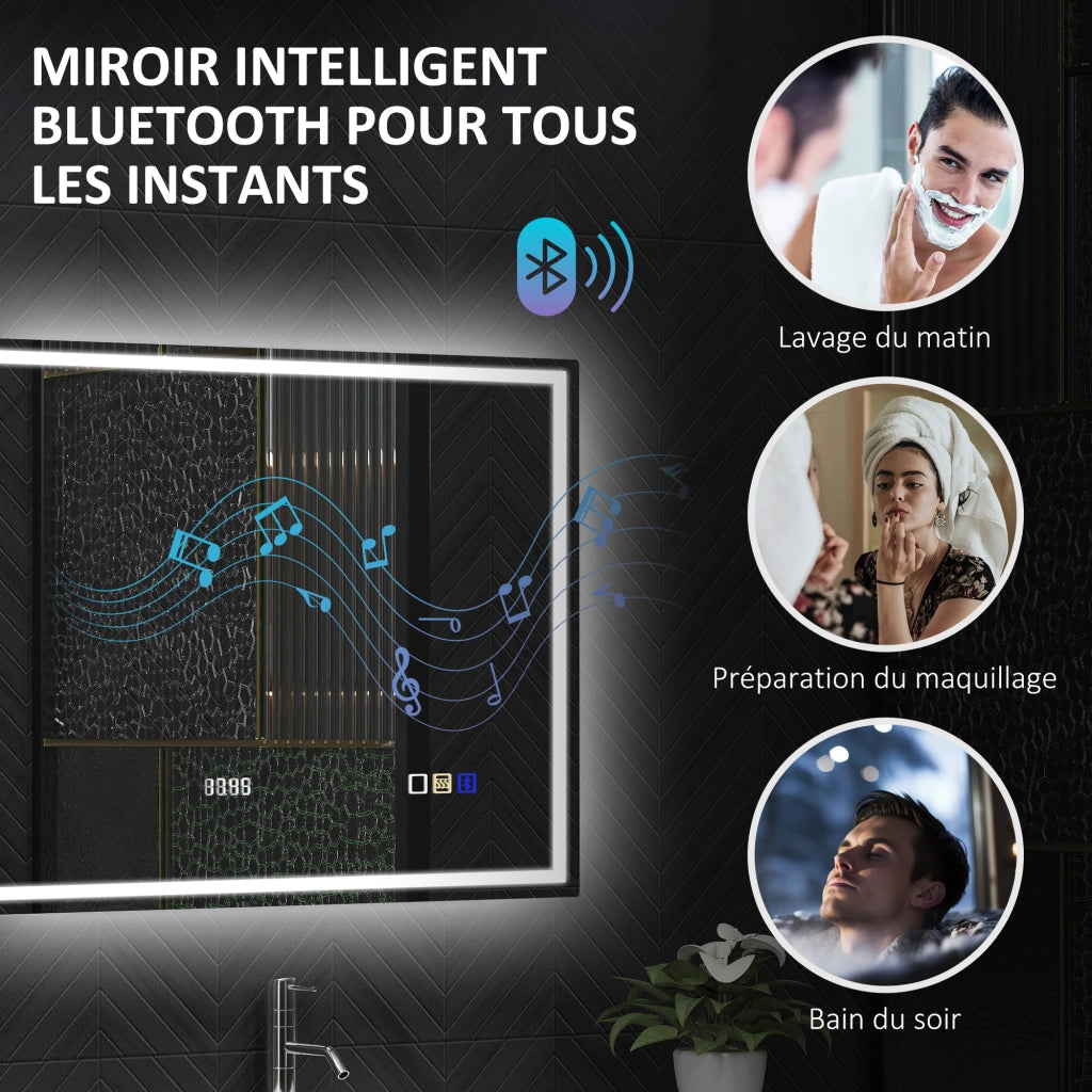 Specchio Bagno LED Bluetooth 60x80cm ¨C Xylo ¨C Antiappannamento Luce Regolabile Touch Argento