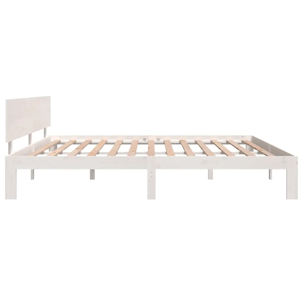 Giroletto-Struttura Letto Bianco in Legno Massello di Pino 200x200 cm 135790