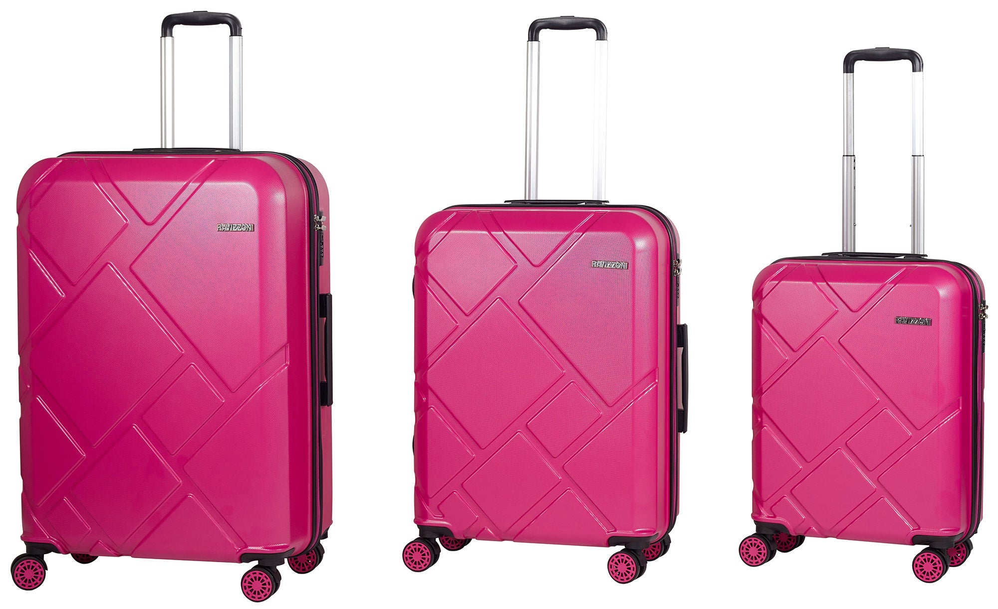 Set 3 Valigie Trolley Rigide in ABS 4 Ruote TSA Ravizzoni Mango Fucsia
