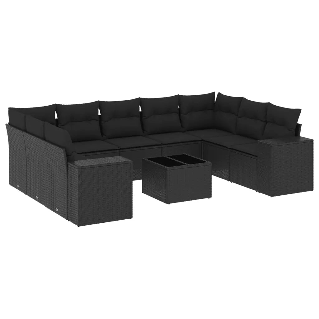Set Divani da Giardino 10pz con Cuscini in Polyrattan Nerocod mxl 89232