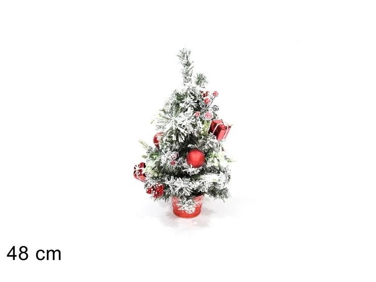 Albero Pianta Innevata Decorativa Natale Natalizio con Pacchi Regalo 48 cm