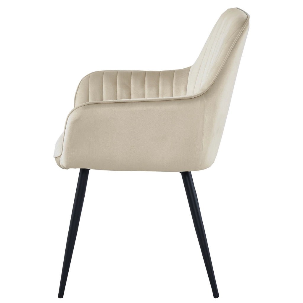 Set di 2 sedie Solden in velluto beige e gambe nere