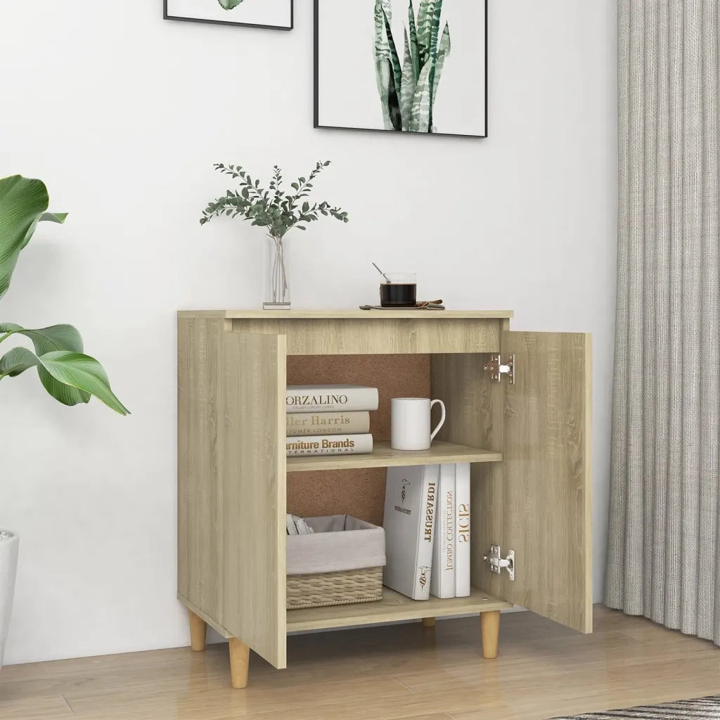 Credenza con Gambe Legno Massello Sonoma 60x35x70cm Multistrato 806070