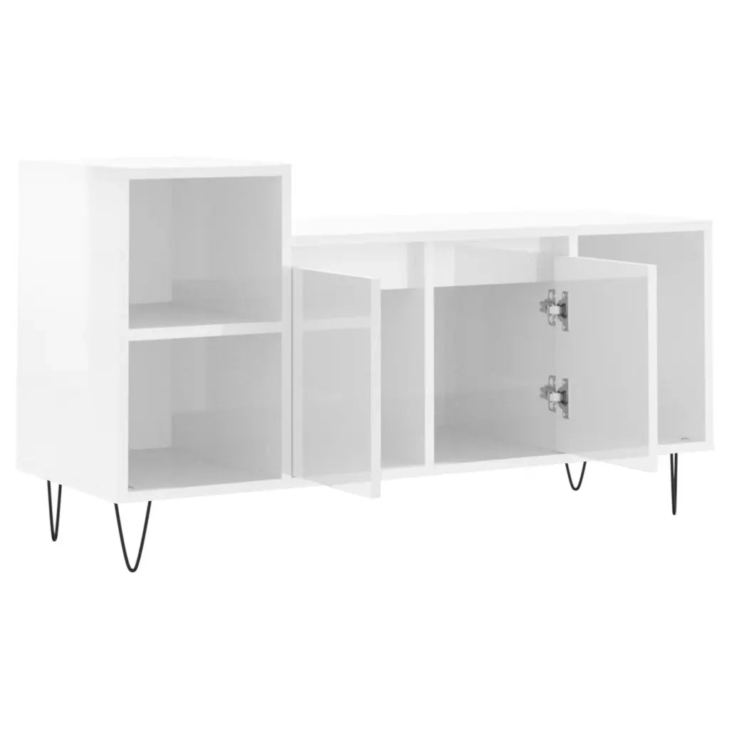 Mobile TV | Armadietto TV | Mobile Porta TV Bianco Lucido 100x35x55 cm in Legno Multistrato