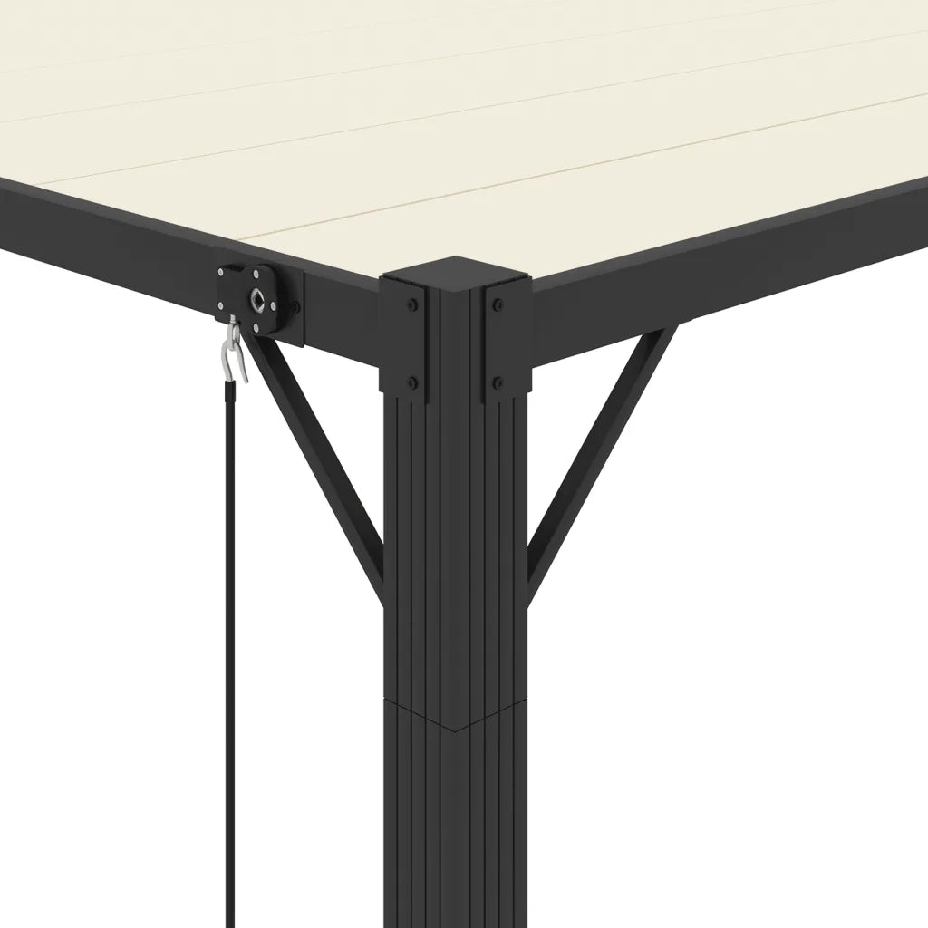 Gazebo con Tetto a Lamelle 3x4 m in Tessuto Crema e Alluminio