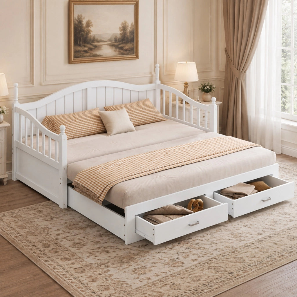 DIVANO LETTO Estraibile 90/180x190 cm Legno Bianco