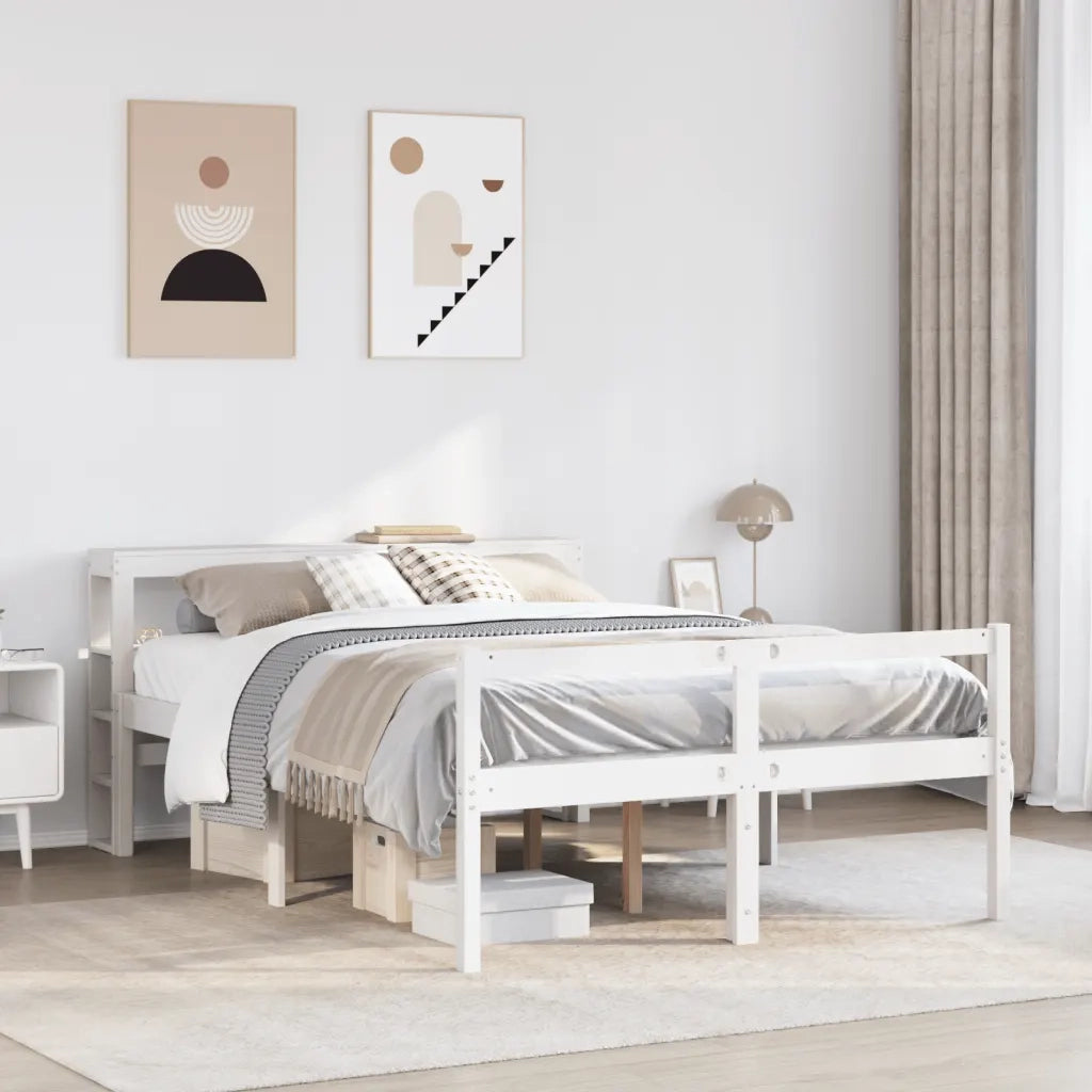 vidaXL Letto Anziani con Testiera Bianco 120x190cm Legno Massello Pino