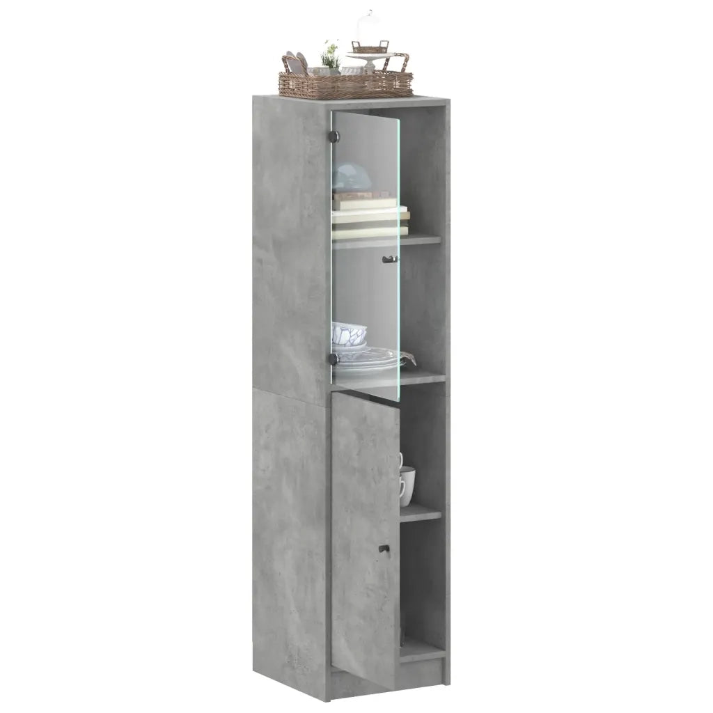 Credenza | Madia | Buffet da pranzo | Armadio da pranzo con Anta in Vetro Grigio Cemento 35x37x142 cm