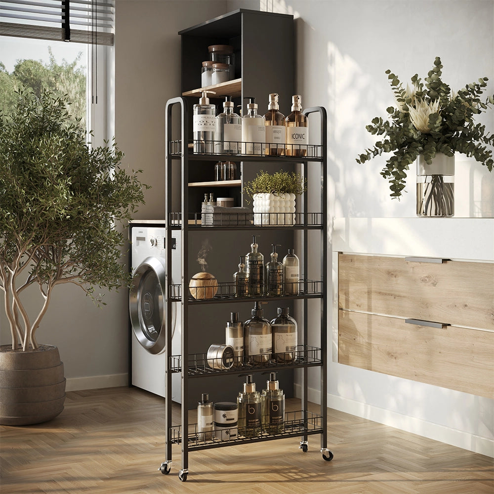Vicco Piedistallo mobile Nero 58 x 15 cm con 5 scomparti
