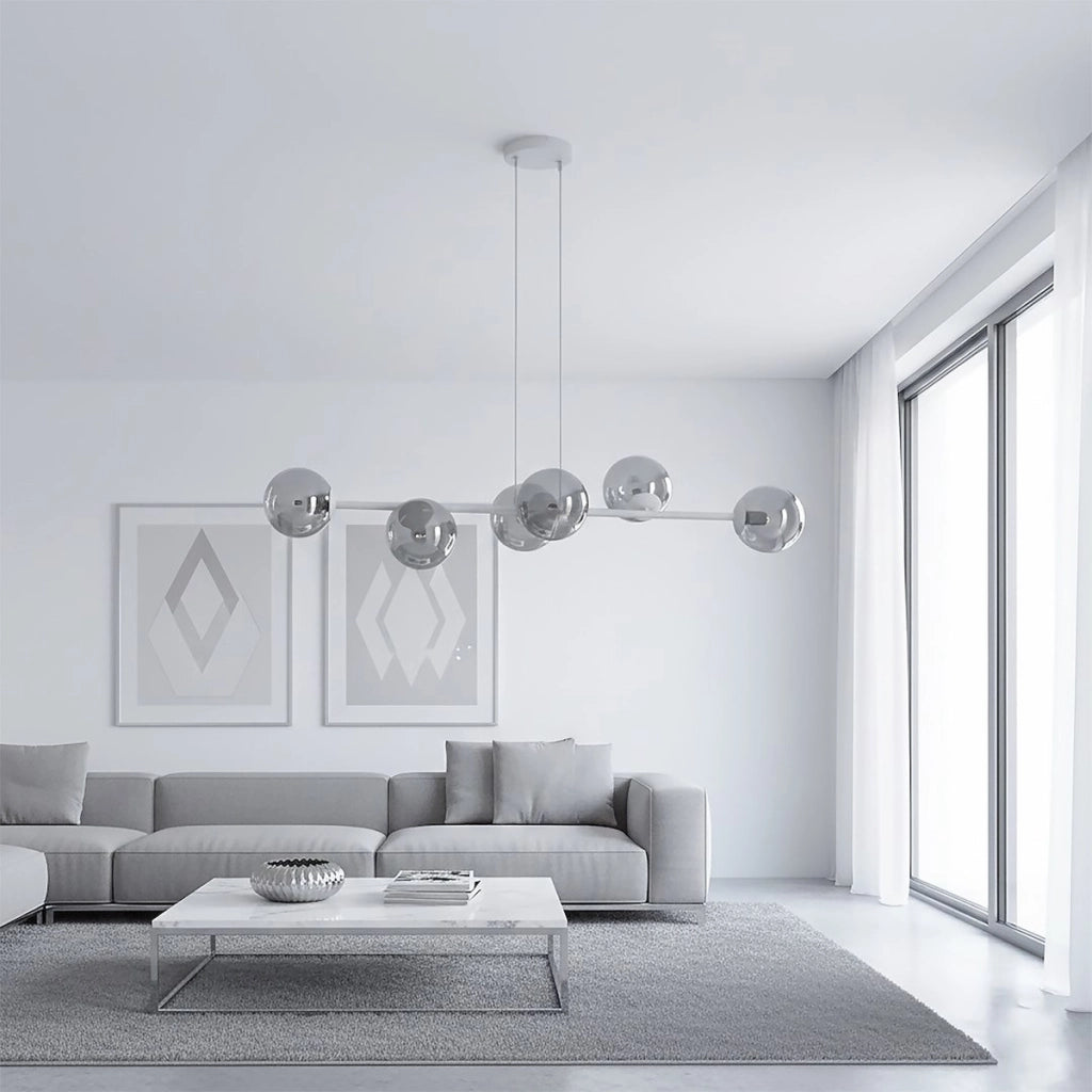 Lampada a sospensione Magnus in acciaio grigio grafite e vetro