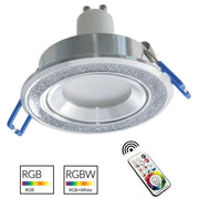 Faretto moderno incasso rotondo 7cm silver brillantini giochi luce LED RGBW GU10