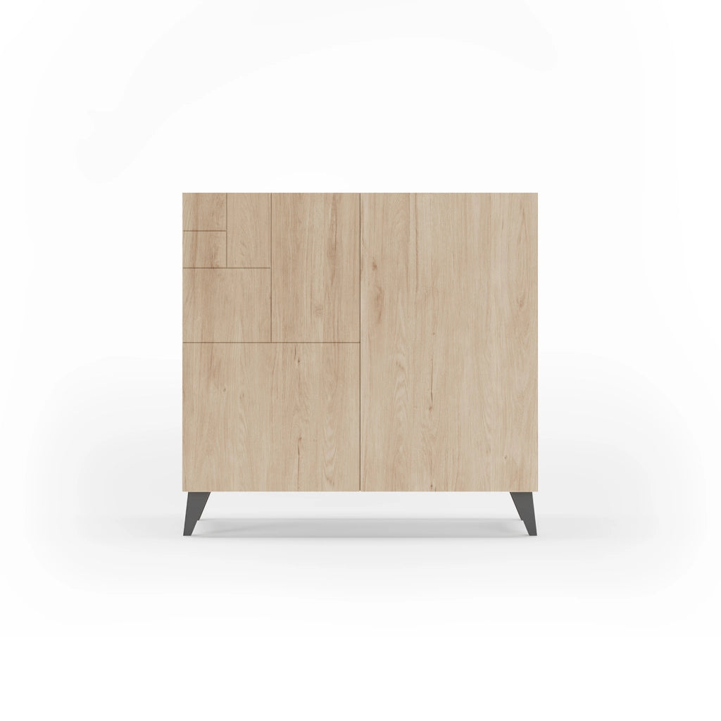 Scarpaia Herdasa effetto rovere chiaro gambe grafite 87x90x27