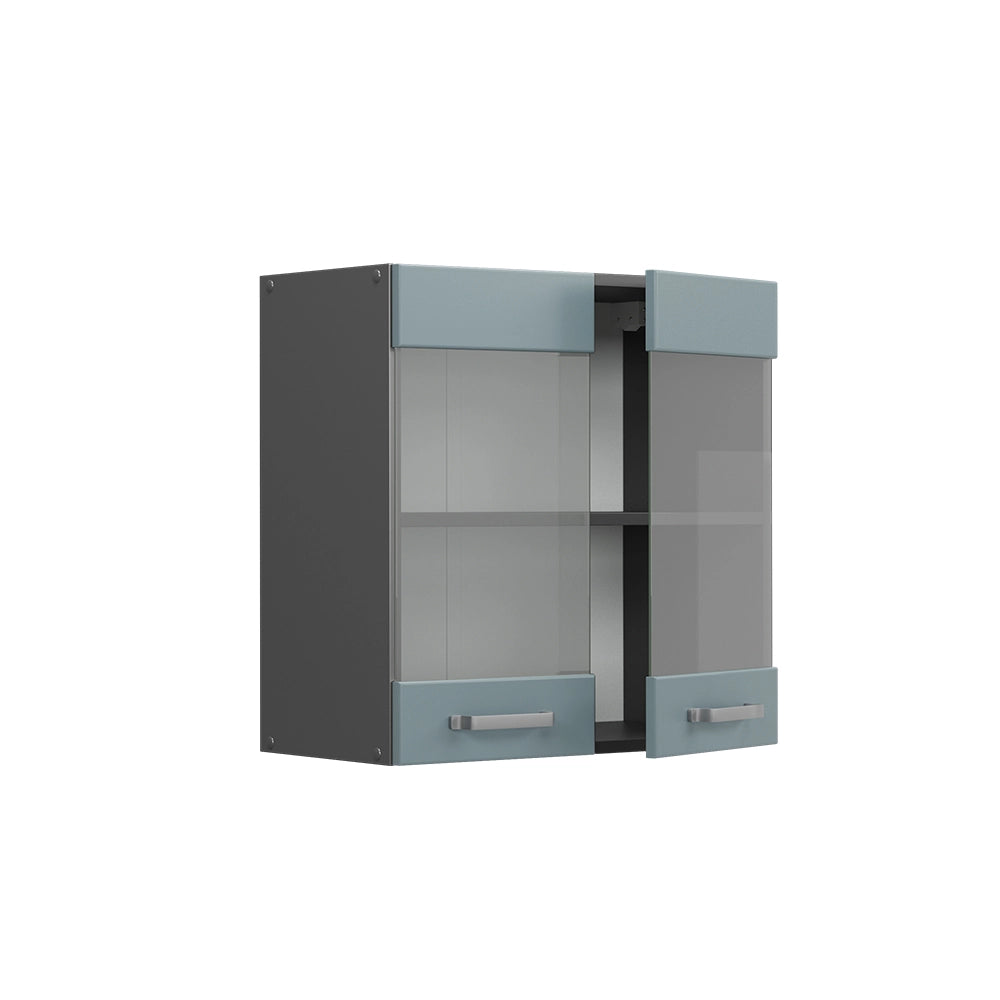 Vicco Mobile da cucina in vetro Grigio-blu 60 cm