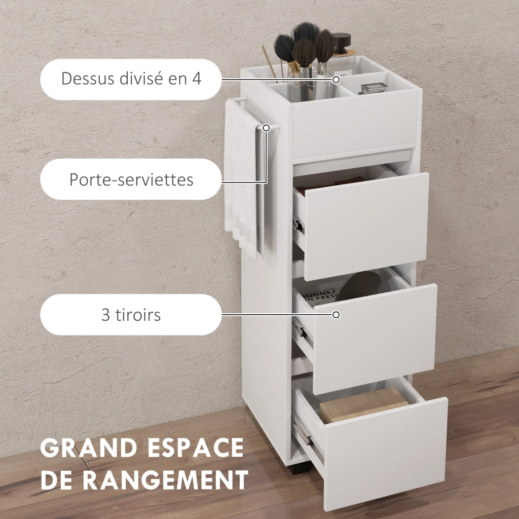 Mobile da Bagno con Cassetti e Ripiani ¨C zephmum ¨C Bianco 35x30x90 cm