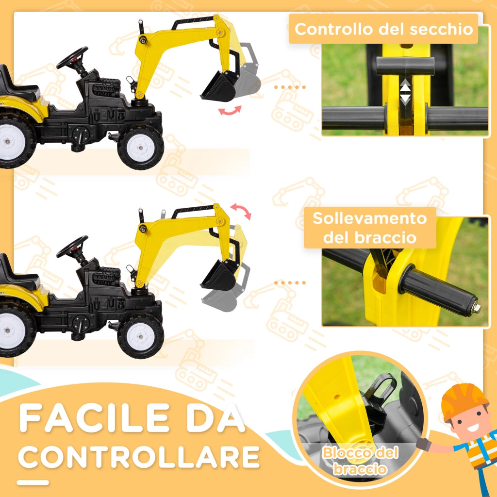 Ruspa Giocattolo a Pedali ¨C Xylo ¨C Acciaio e Plastica, 107x42x71 cm, Giallo