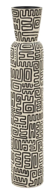 Vaso Resina Nairobi Ø16x86 cm in Resina Bianco e Nero