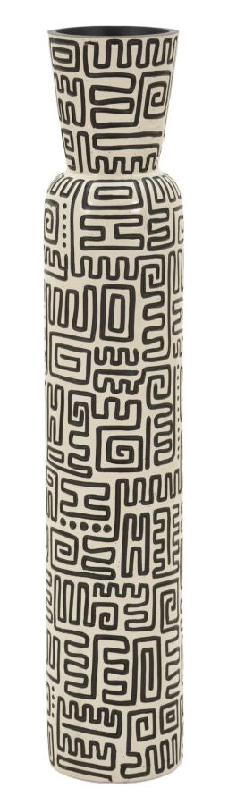 Vaso Resina Nairobi Ø16x86 cm in Resina Bianco e Nero