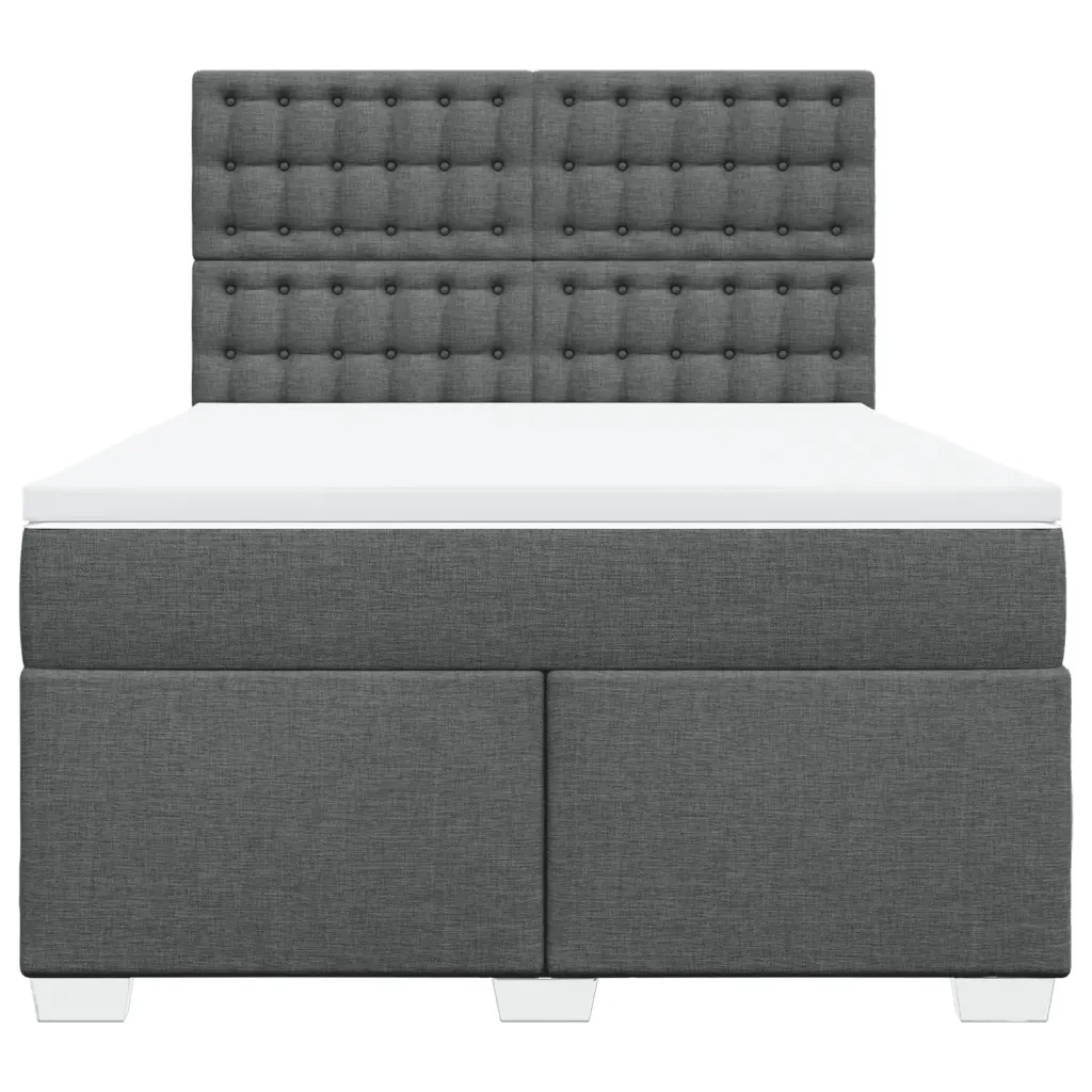 Giroletto a Molle con Materasso Grigio Scuro 140x200cm Tessuto