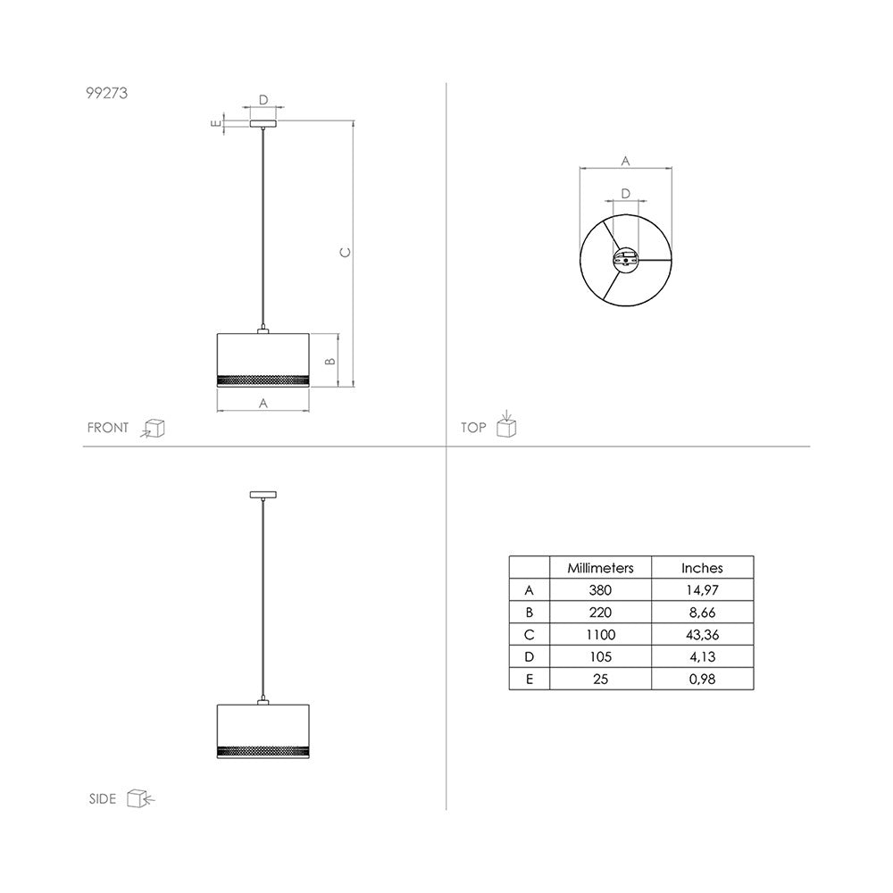 Lampadario Moderno Esteperra 1 Luce Acciaio Nero