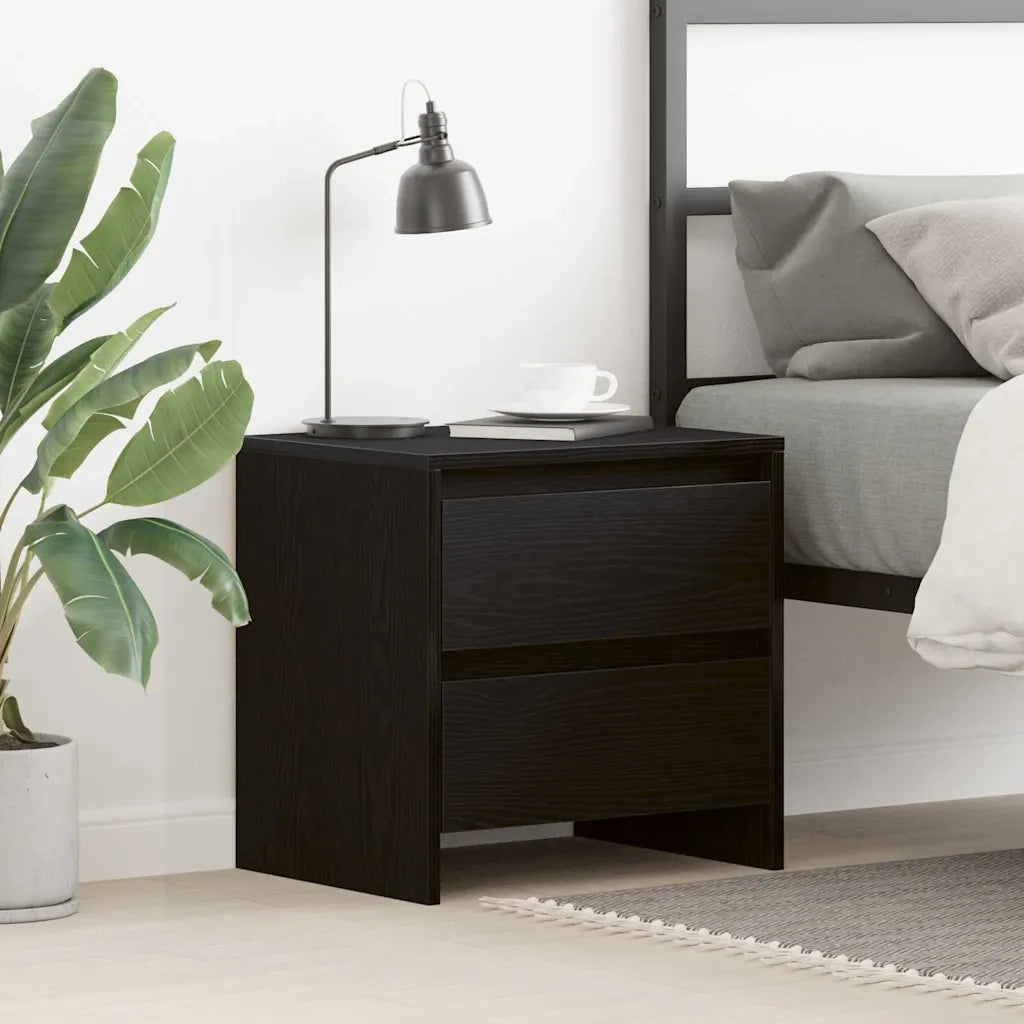 Comodino | Armadio da Notte | Mobiletto da notte con cassetto Rovere Nero 45 x 34 x 44,5 cm