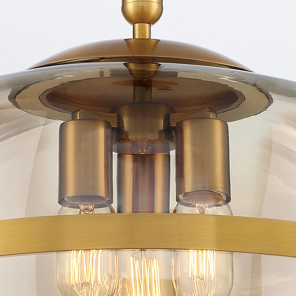 Lampada a sospensione Nottingham oro ambra vetro Ø51 3xE27