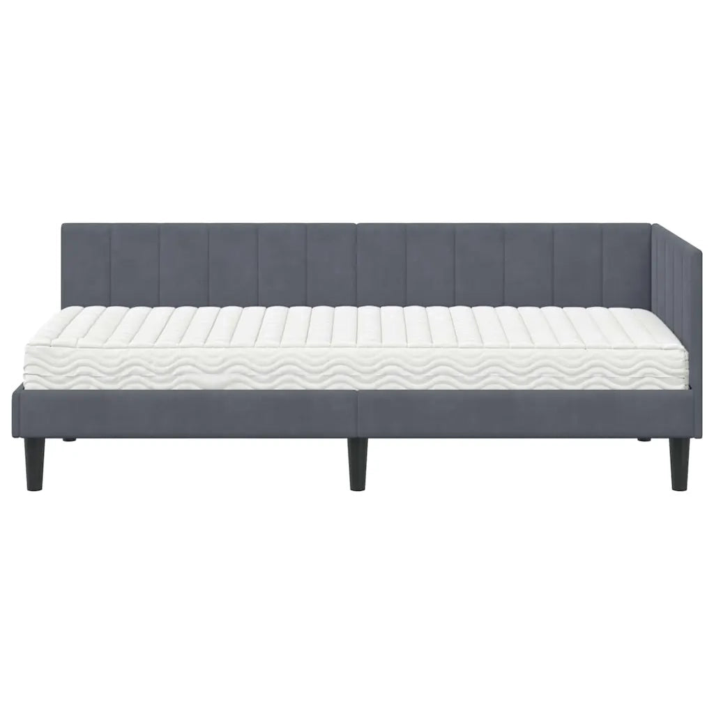 Struttura Letto Angolare con Materasso 2 pcs Grigio Velluto