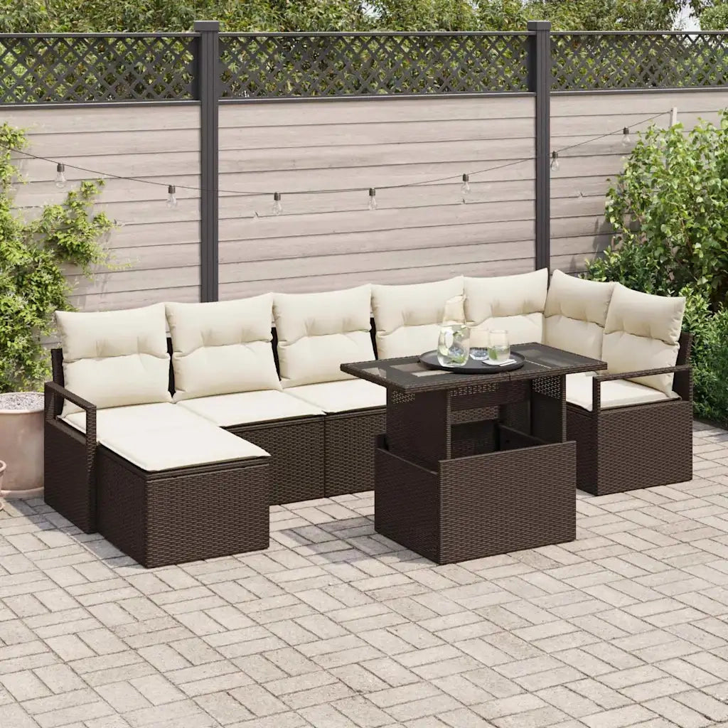 Set Divano da Giardino 8 pcs Marrone Poly Rattan 3357601