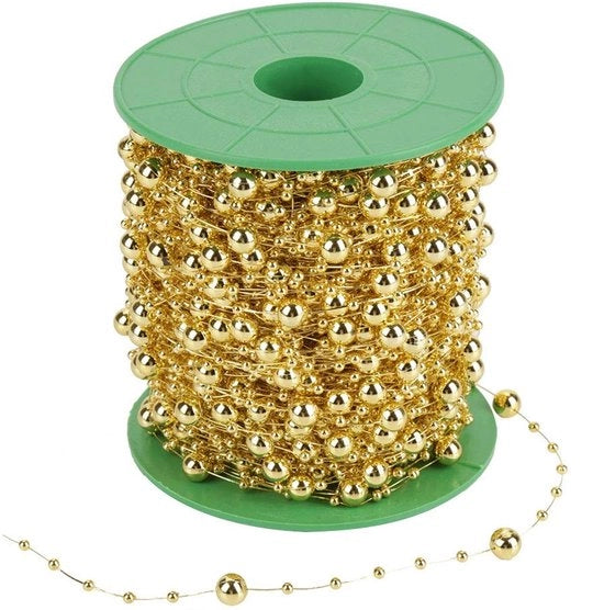 Fili di perle 60 m - Perle artificiali lucide - Funzionale lanciatore di perle - Decorazione per matrimoni - Attività artigianali - Alta qualità - Corda decorativa