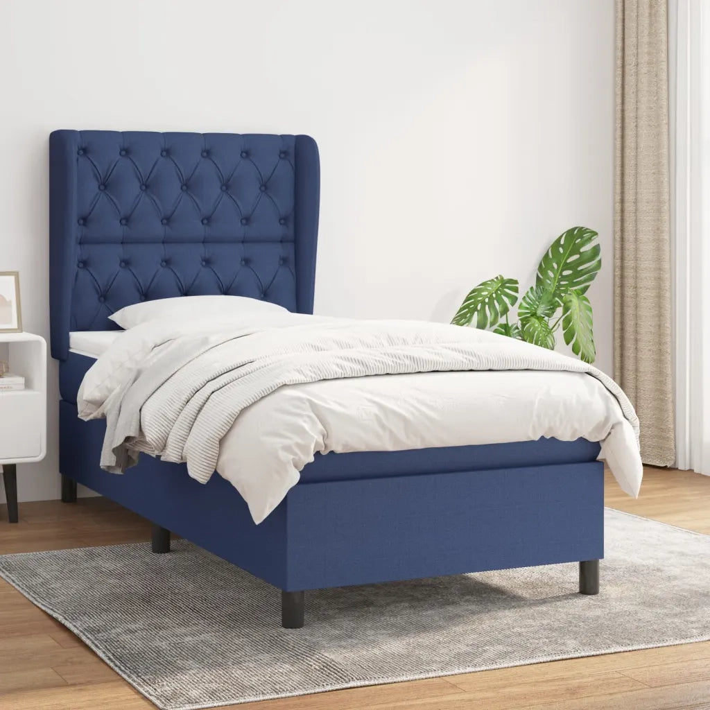 Letto singolo | Letto per adulti | Giroletto a Molle con Materasso Blu 80x200 cm inTessuto