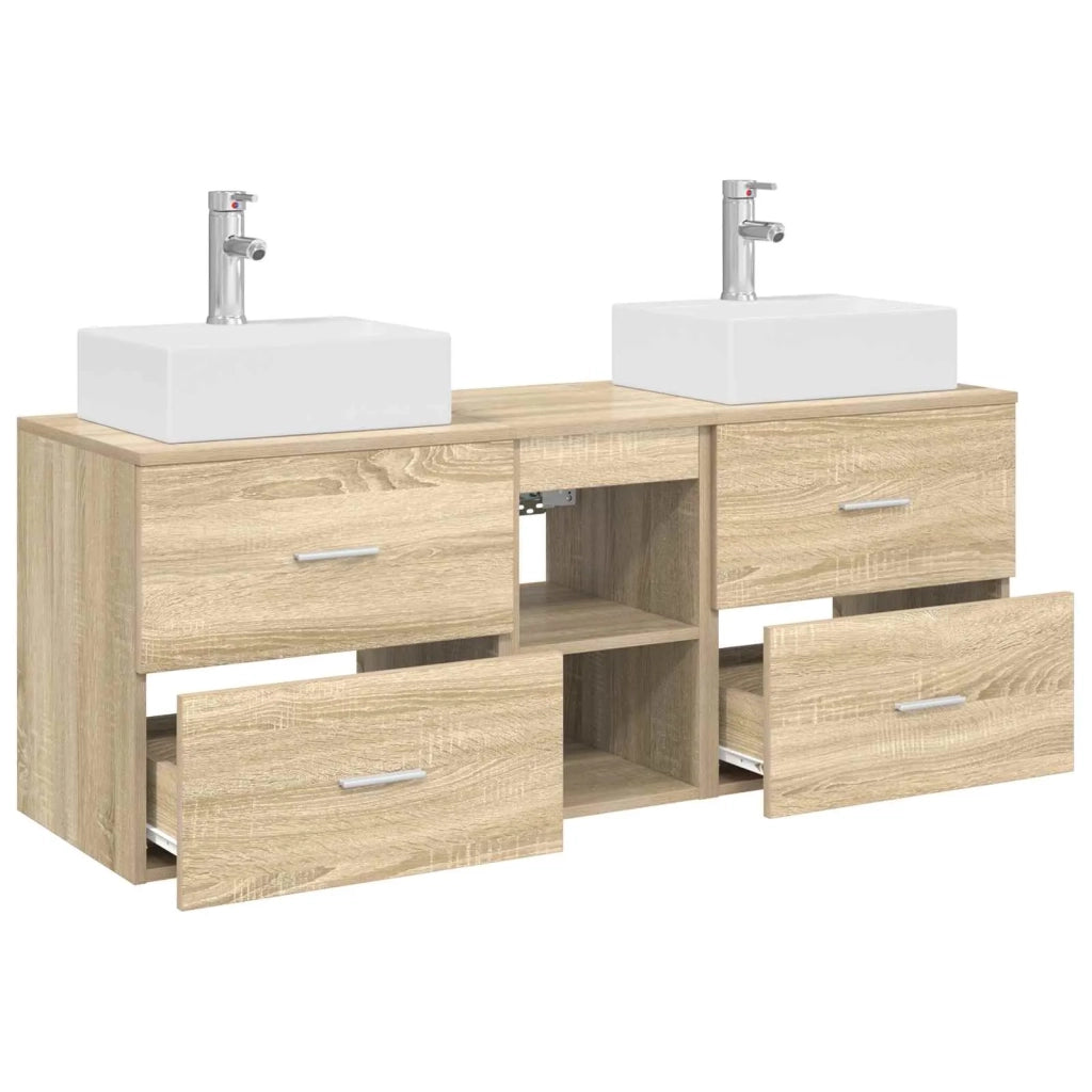 Set di Armadi da Bagno 3 pz Rovere Sonoma 49,5 x 41 x 62,5 cm 3405837