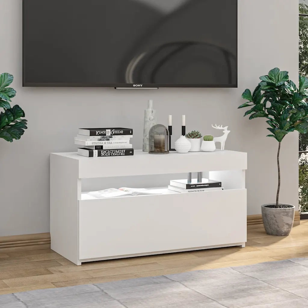 Mobile Porta TV con Luci LED Bianco Lucido 75x35x40 cm cod mxl 12201