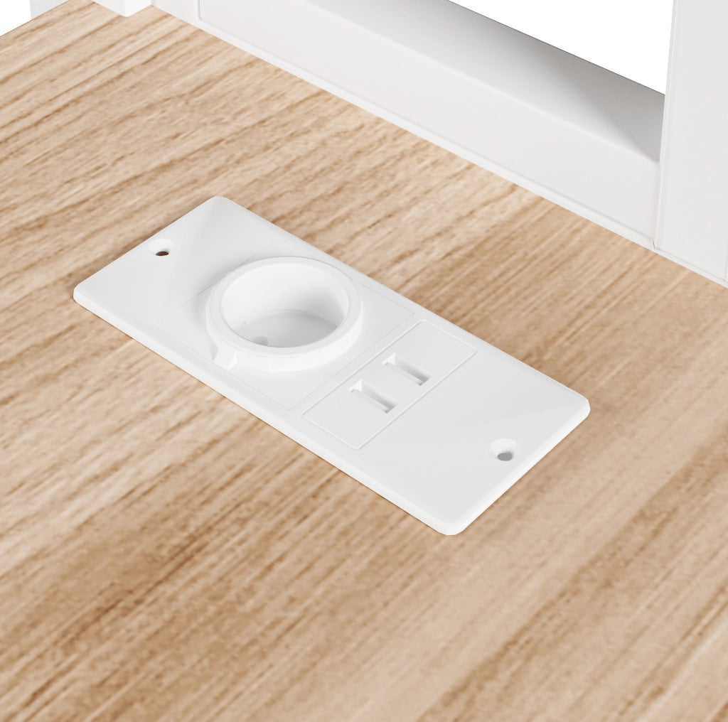 Letto a castello 90x200 cm in metallo e MDF; con scrivania; ripiani; LED e USB; bianco