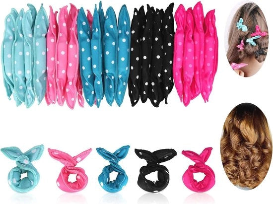 Set di spazzole a spugna per capelli 40 pezzi 5 colori per creare onde morbide senza calore - Strumenti per styling e cura dei capelli DIY