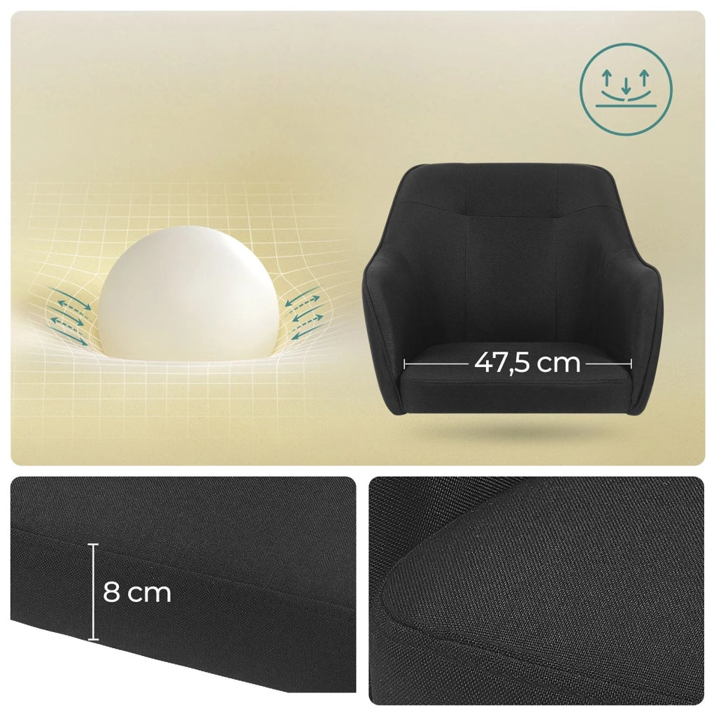 Sedia da ufficio sedia girevole seduta comoda ed ergonomica altezza regolabile portata 120 kg struttura in acciaio tessuto effetto lino nero 12_0005880