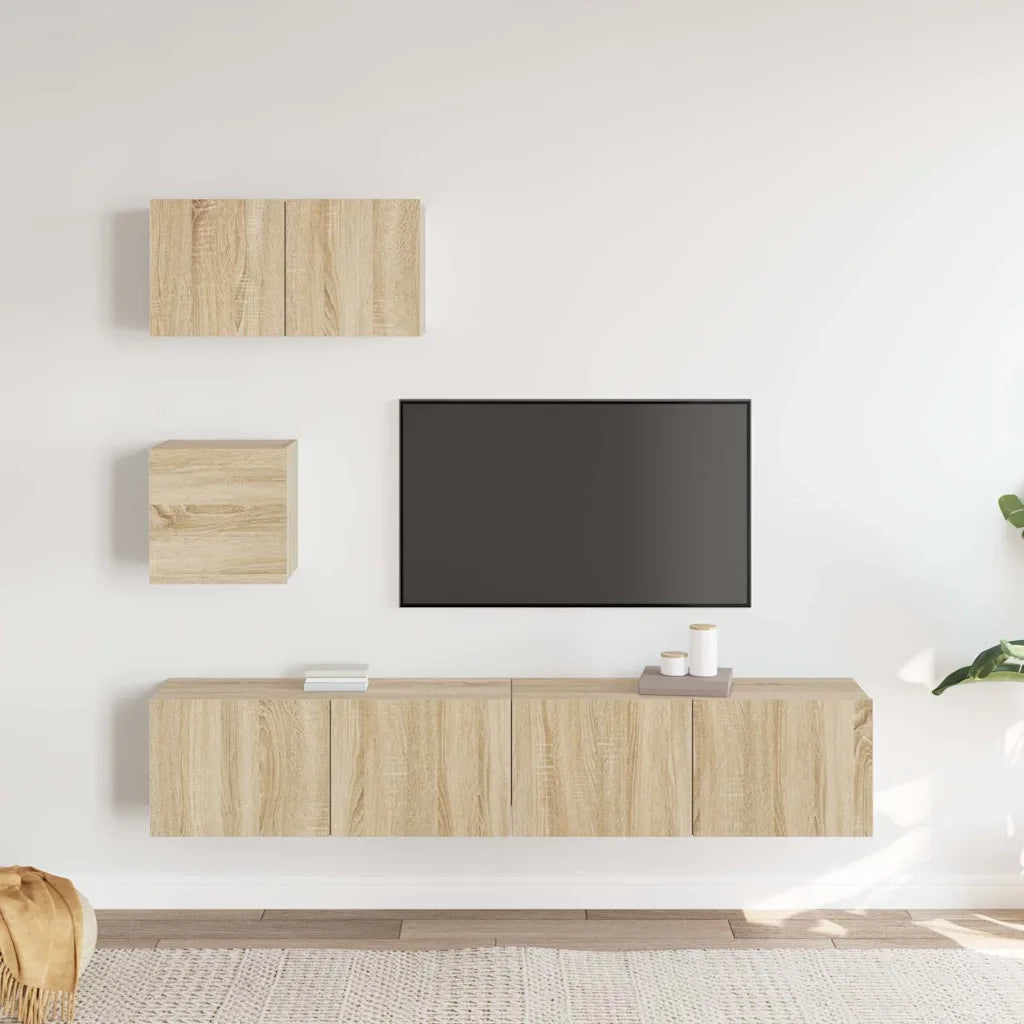 Set di Mobili Porta TV 4 pz-Credenza per TV Rovere Sonoma in Legno Multistrato 505571