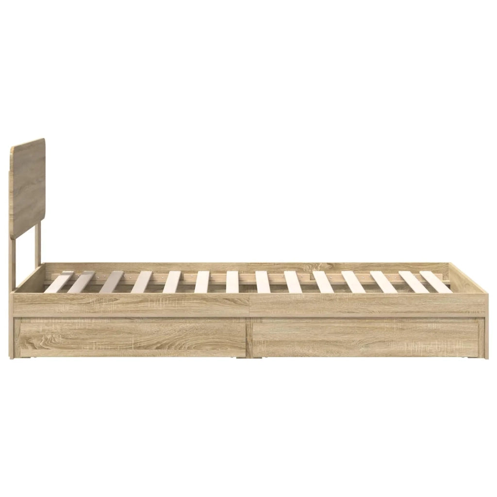 Letto con Contenitore con testiera Rovere Sonoma 100 x 200 cm