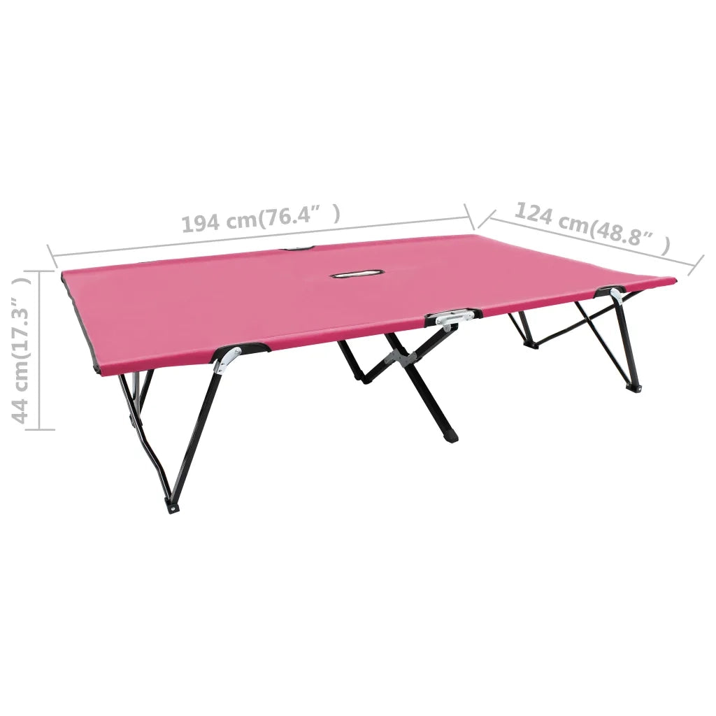 Lettino Prendisole Pieghevole Due Persone Rosa in Acciaio 310353