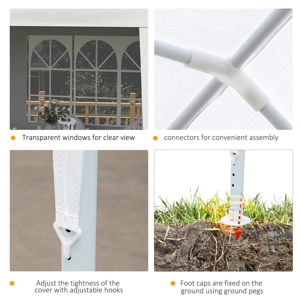 Gazebo da Giardino ¨C zephmum ¨C Bianco 5.8x2.9x2.5m con 4 Pareti Rimovibili