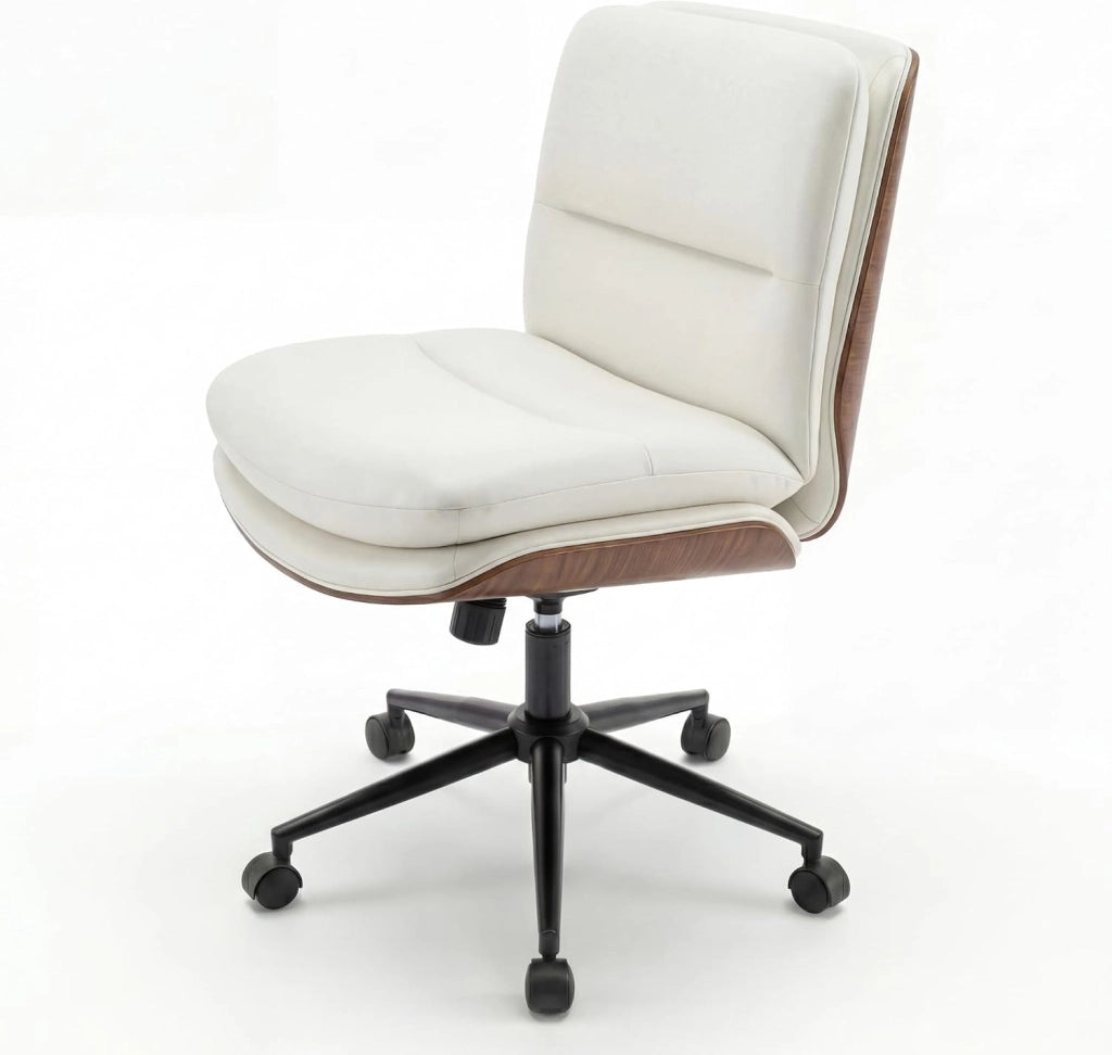 Sedia da Ufficio Girevole, Regolabile in Altezza, Sedia Ergonomica Scrivania con Schienale e Cuscini Imbottiti, Poltrona senza Braccioli con Ruote, per Lavoro, Studio e Relax (Nero)