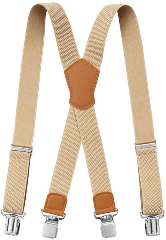 Cinturoni elastici adattabili, extra resistenti, 4 clip robuste, adatti a uomini e donne, design a X e cinturini di spalla ampi, clip da 3,8 cm con chiusura a gomito, colore khaki