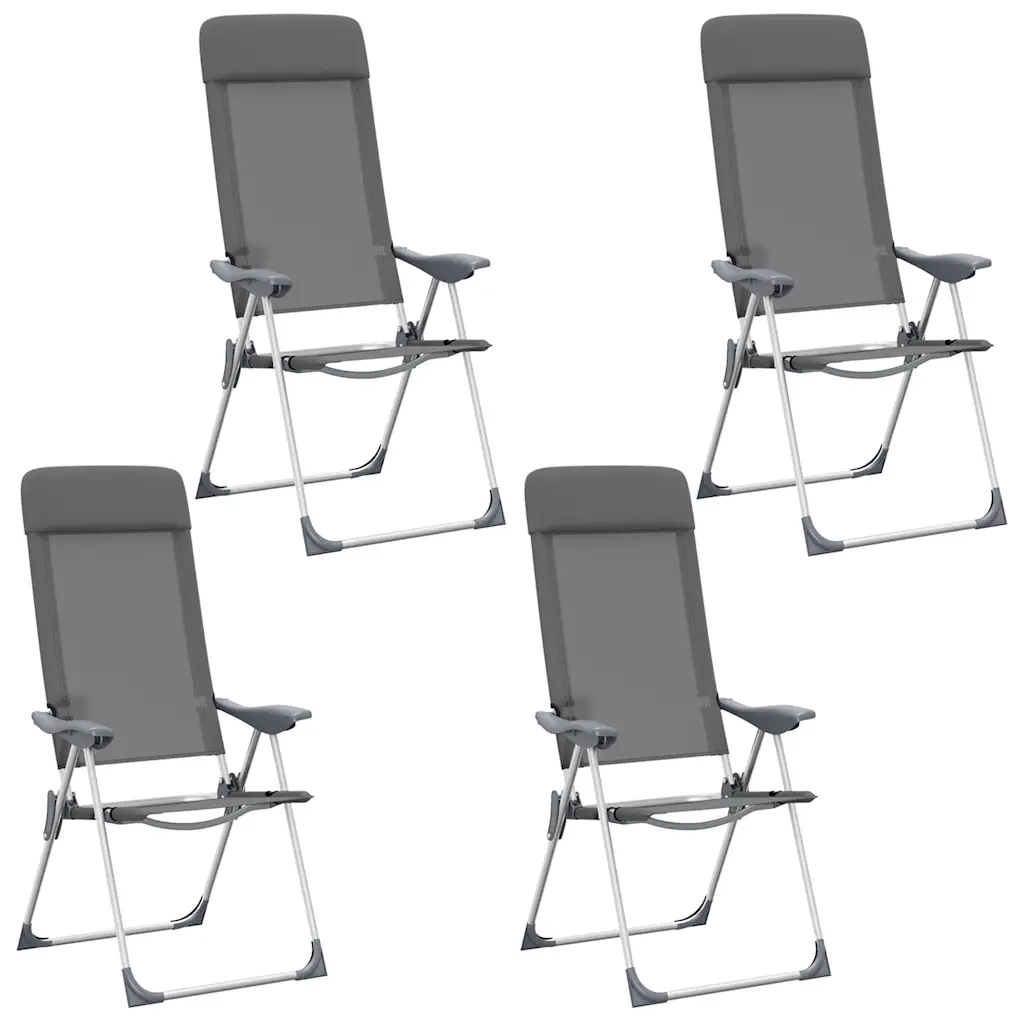 Sedie Pieghevoli da Campeggio 4 pz Grigio in Alluminio 44307