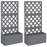 2 pz Fioriere | Cassetta per fiori | Vaso a Traliccio Grigie 65x33x135 cm WPC