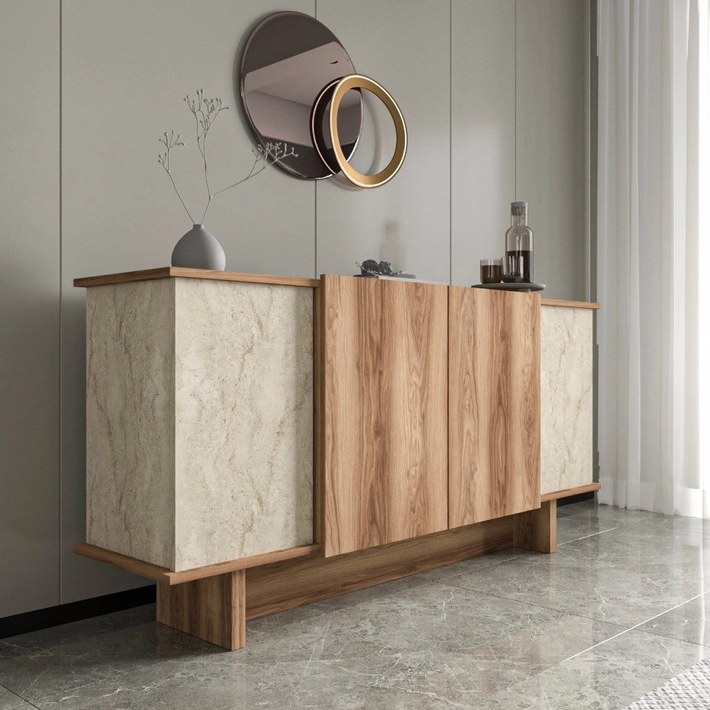 Credenza in legno "Diana" - 180 x 40 x 81 cm - Travertino