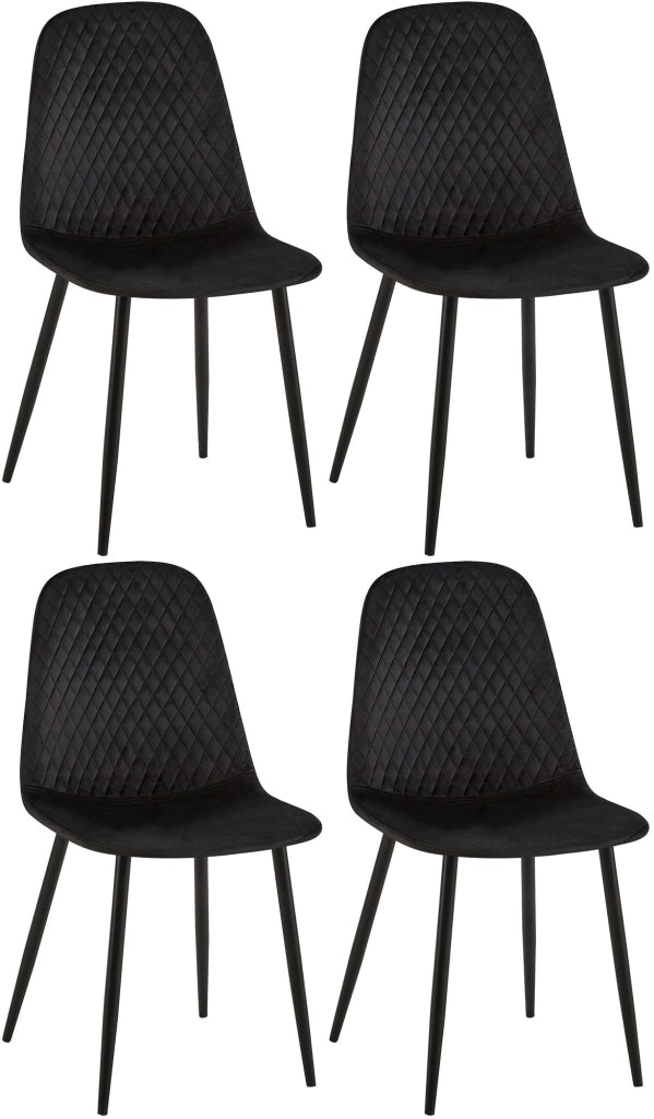 Set di 4 sedie Giverny nero,Velluto